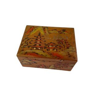 Vintage Japenese Box 1950 Hand Painted Made in Japan 5" x 4" x 2 Signed Mrs JJ L